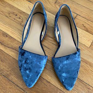 Blue suede flats